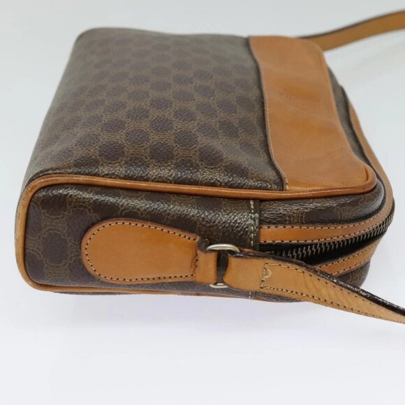 CELINE Macadam Canvas Shoulder Bag PVC Leather Brown Gold Auth - Picture 10 of 16